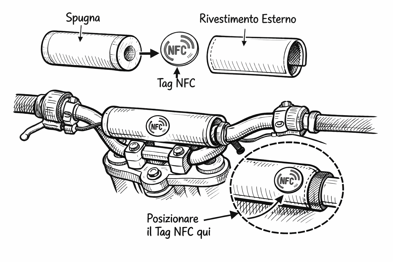 NFC RIDE TAG by 3DPrintOk Tag NFC 3DPRINTOK applicato all