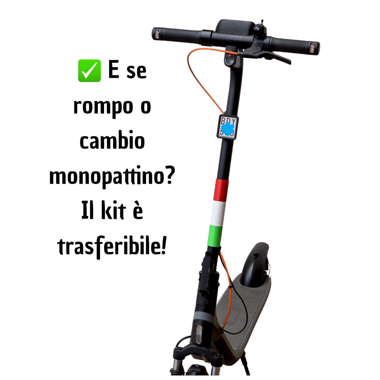 Bloccaggio meccanico porta targa monopattino