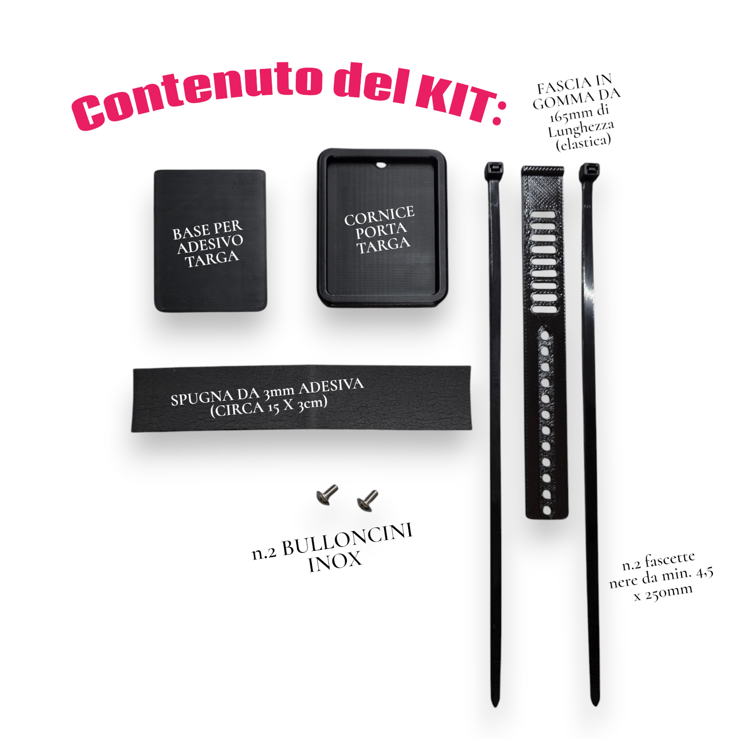 Contenuto kit porta targa monopattino